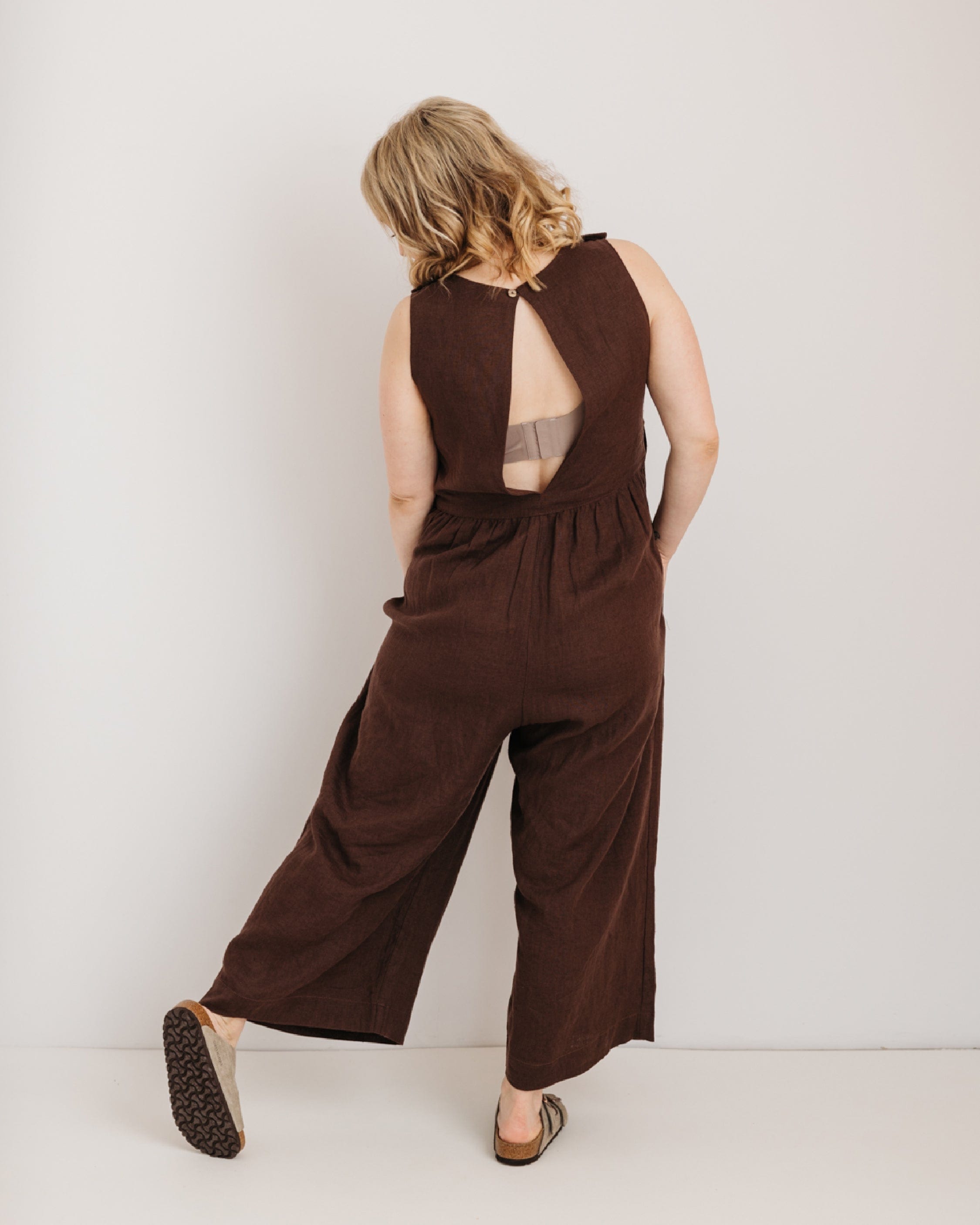 Ada Jumpsuit - Chocolate Brown Linen
