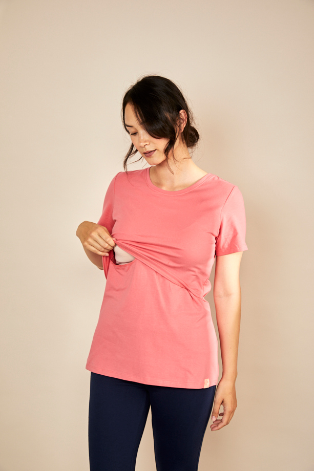 Nursing Crew Neck T-shirt - Rose