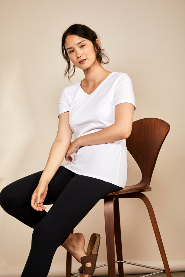 Nursing V Neck T-shirt - White