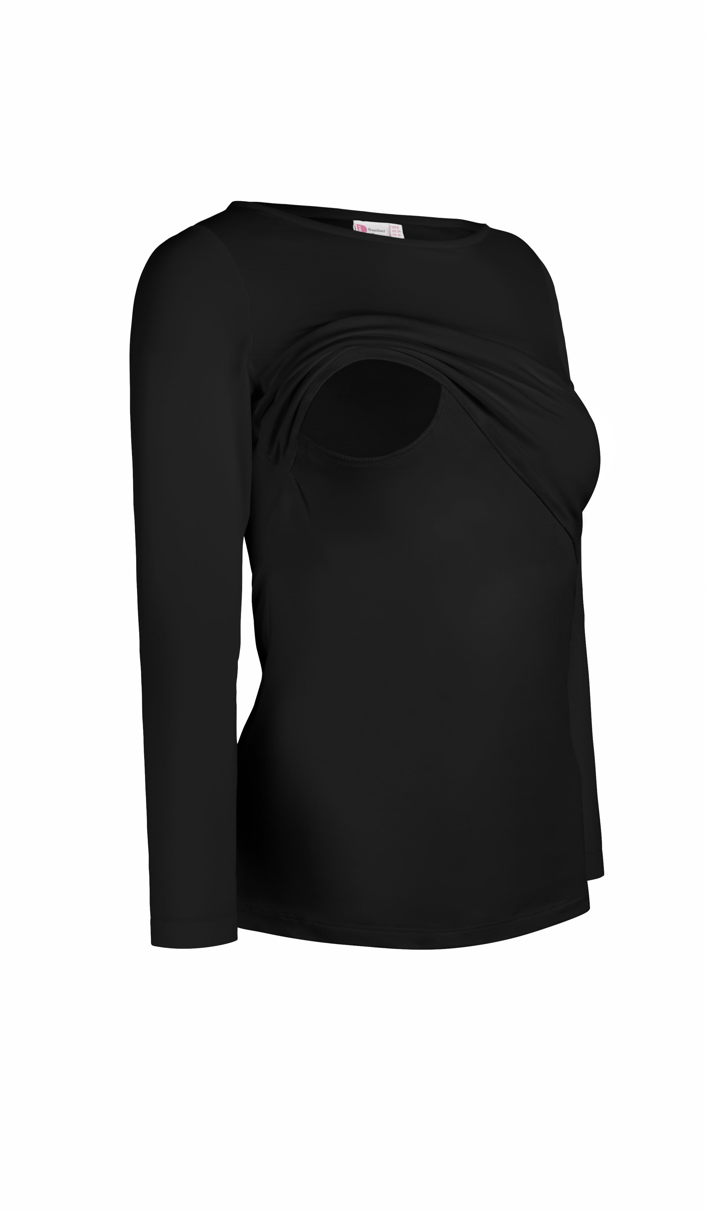 Black long-sleeve top on a white background