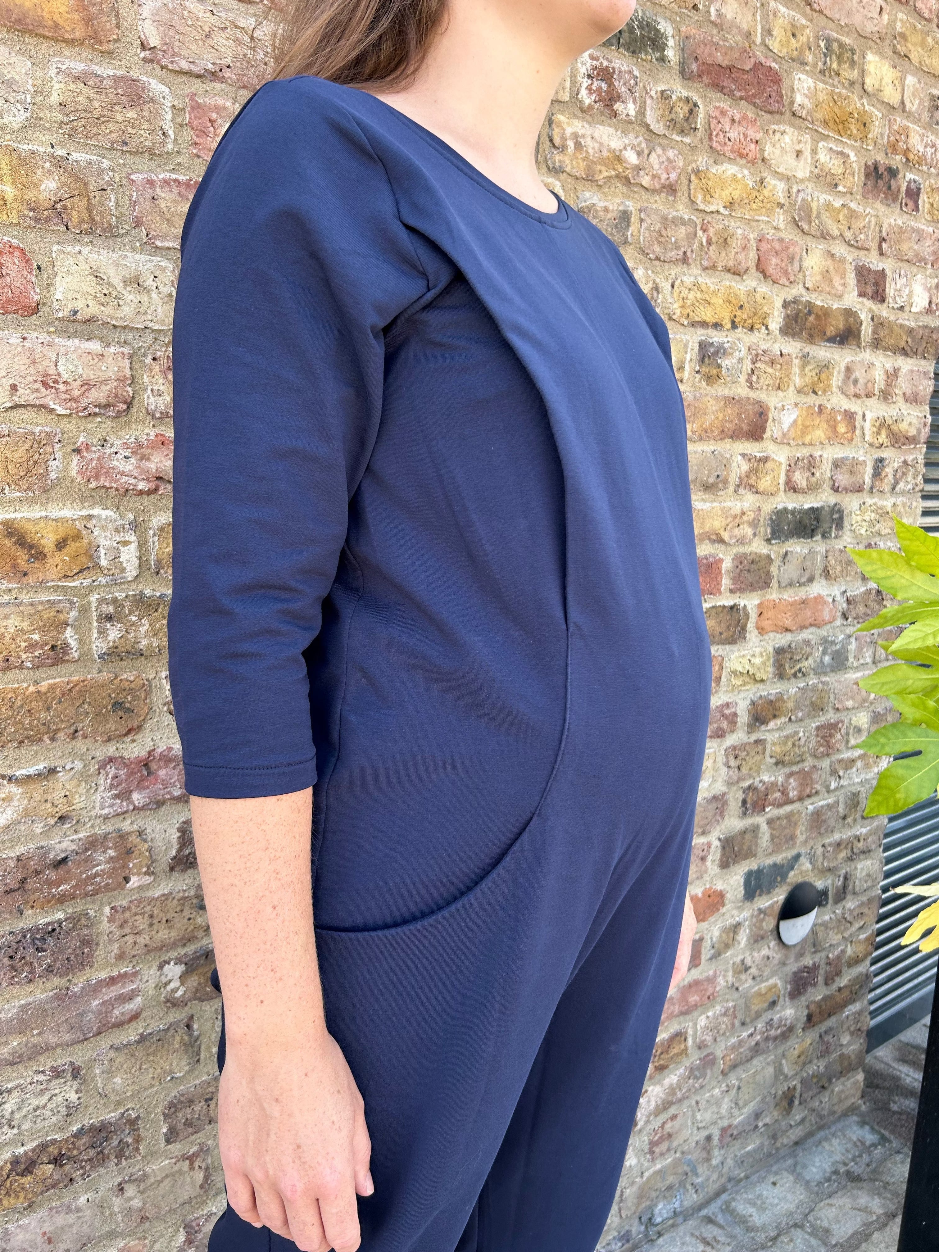 Etta Jumpsuit - Navy Blue French Terry