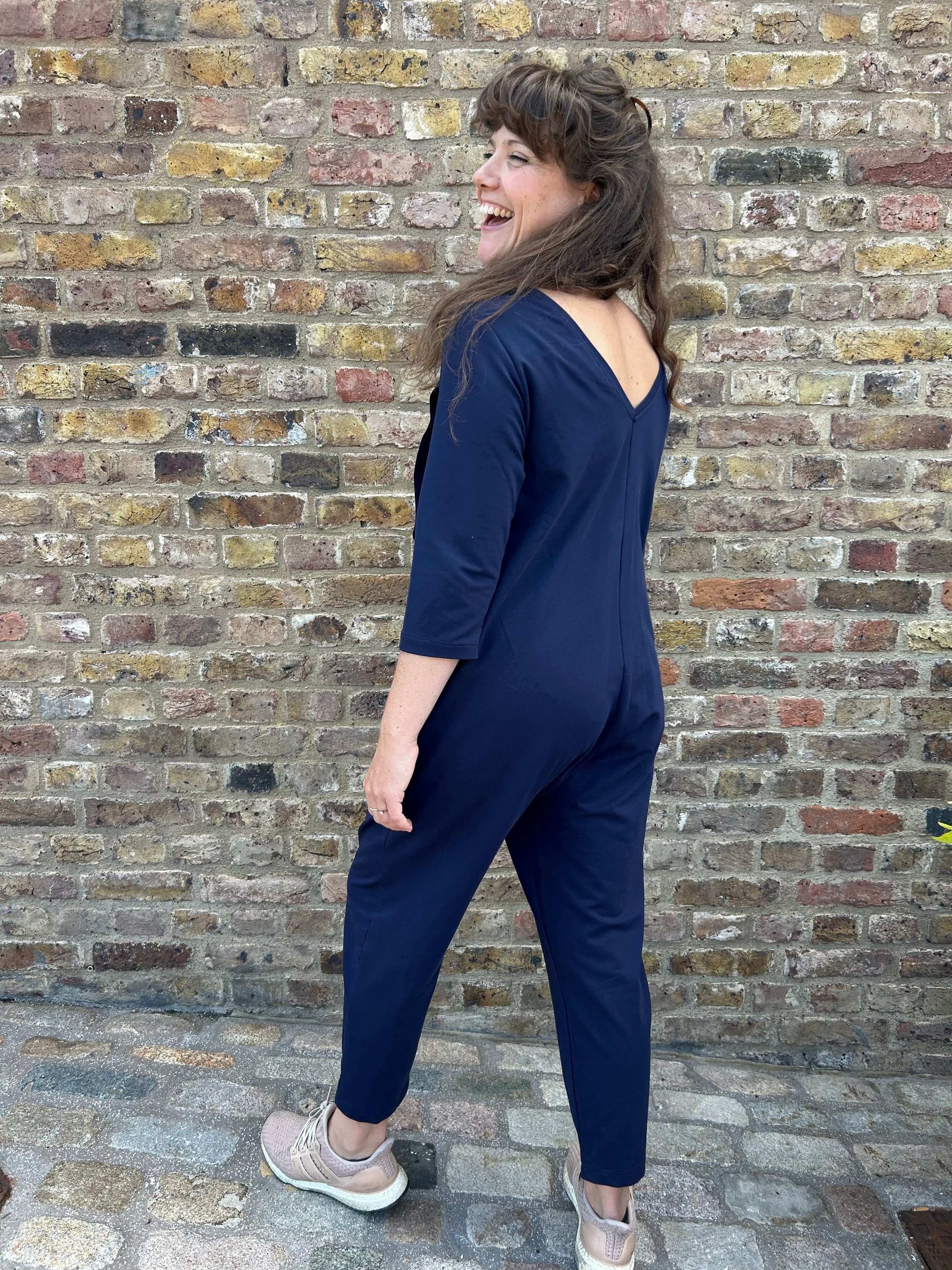 Etta Jumpsuit - Navy Blue French Terry