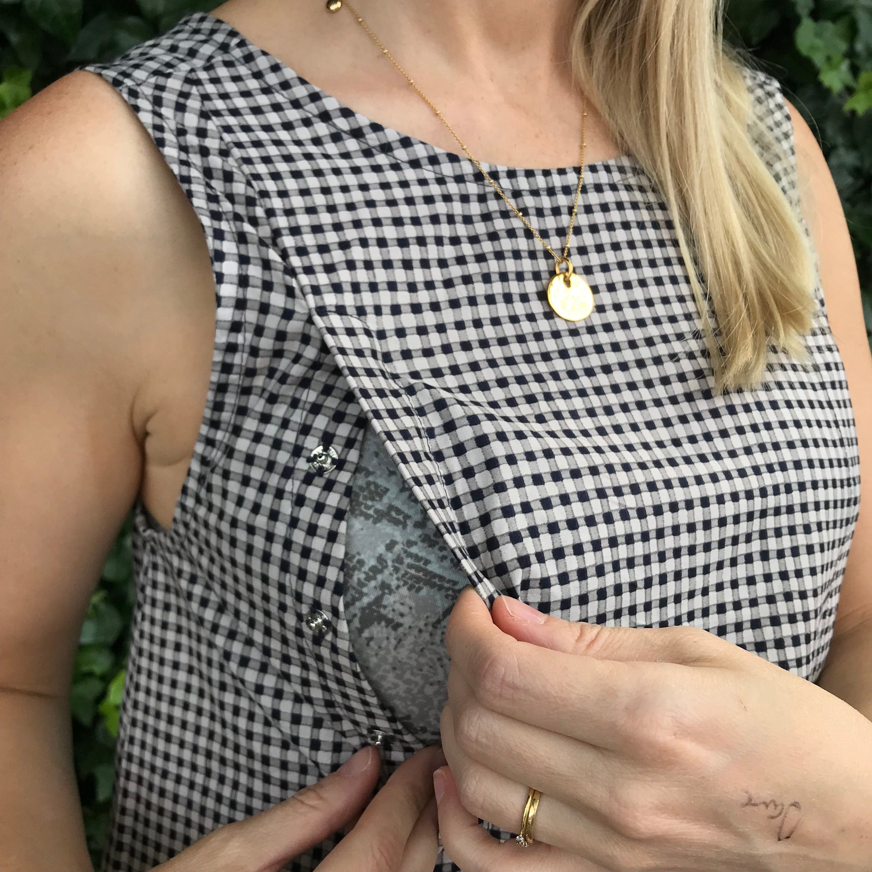 Lucy Dress - Printed Navy Gingham Cotton