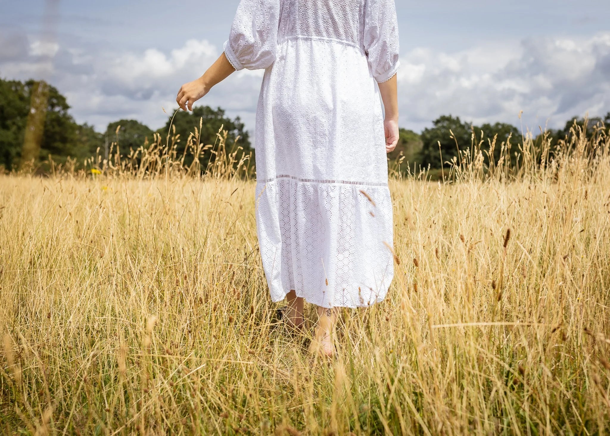 Sofia Maxi Dress white — full length view, breastfeeding maxi dress with hidden zip access | Latchette