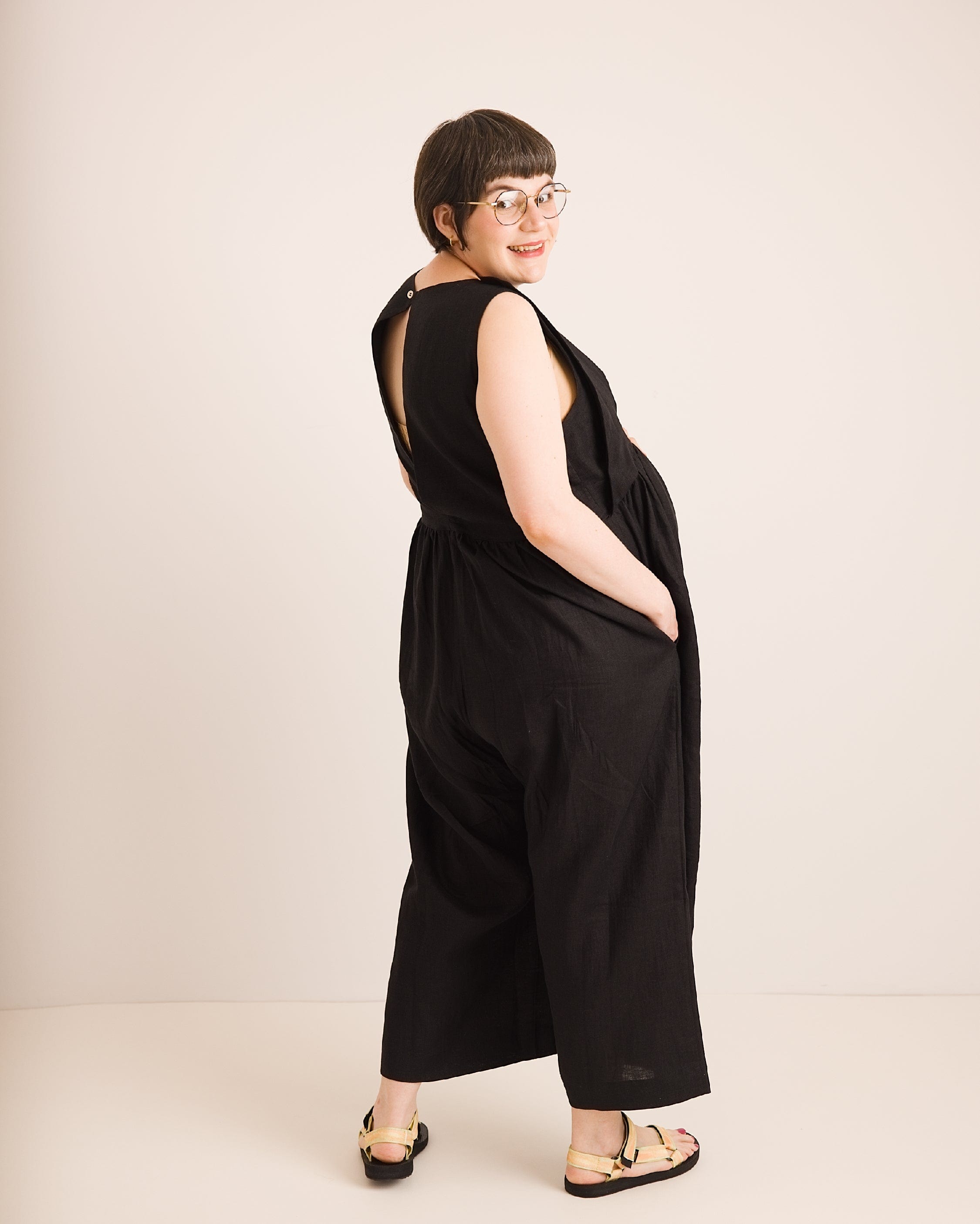 Ada Jumpsuit - Black Linen