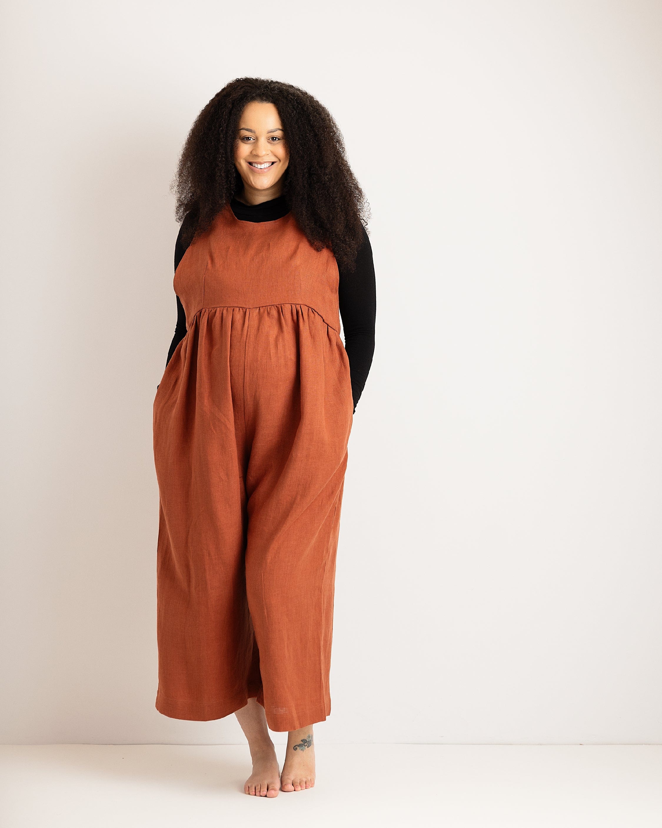 Ada Jumpsuit - Burnt Orange Linen