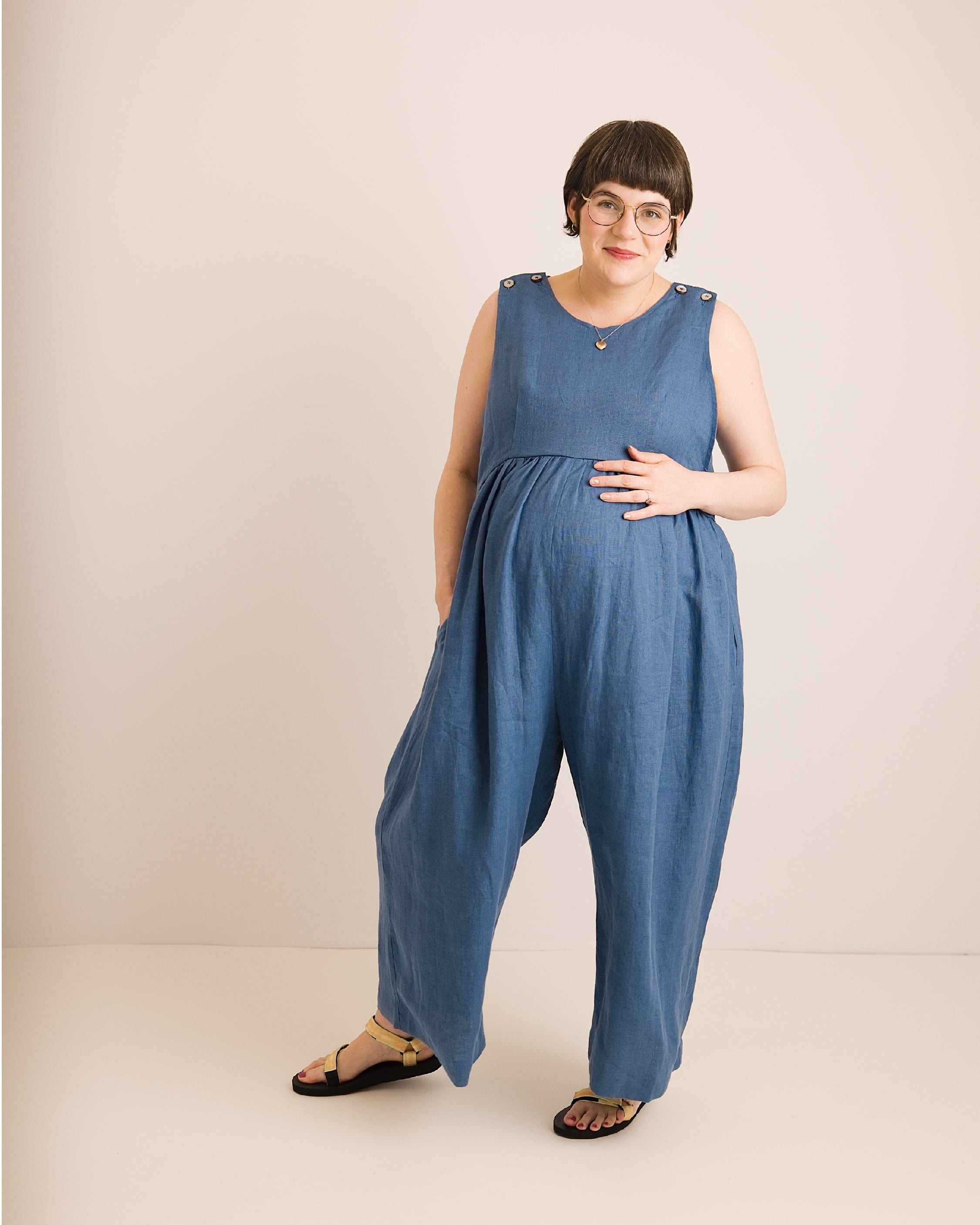 Ada Jumpsuit - Aegean Blue Linen