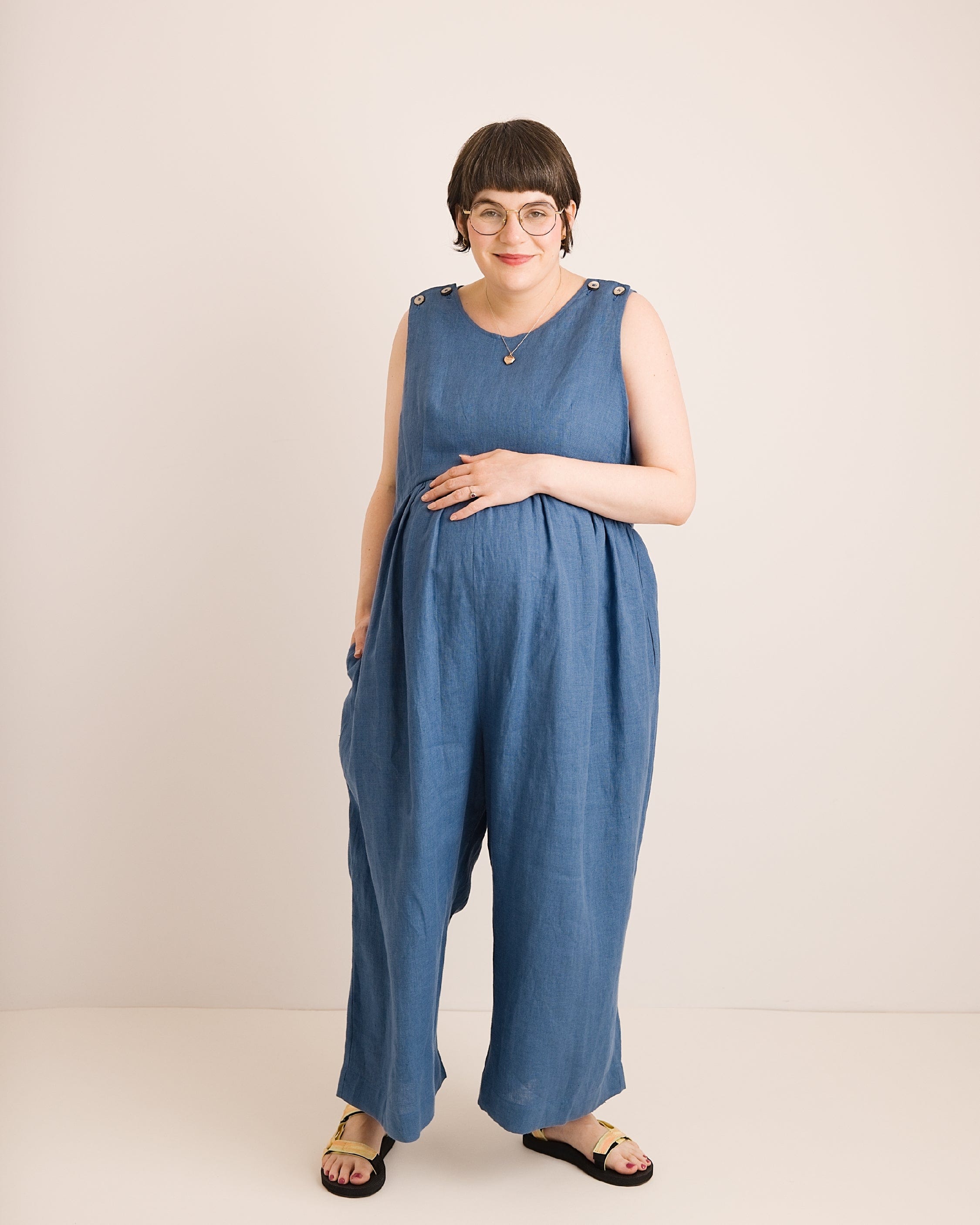 Ada Jumpsuit - Aegean Blue Linen