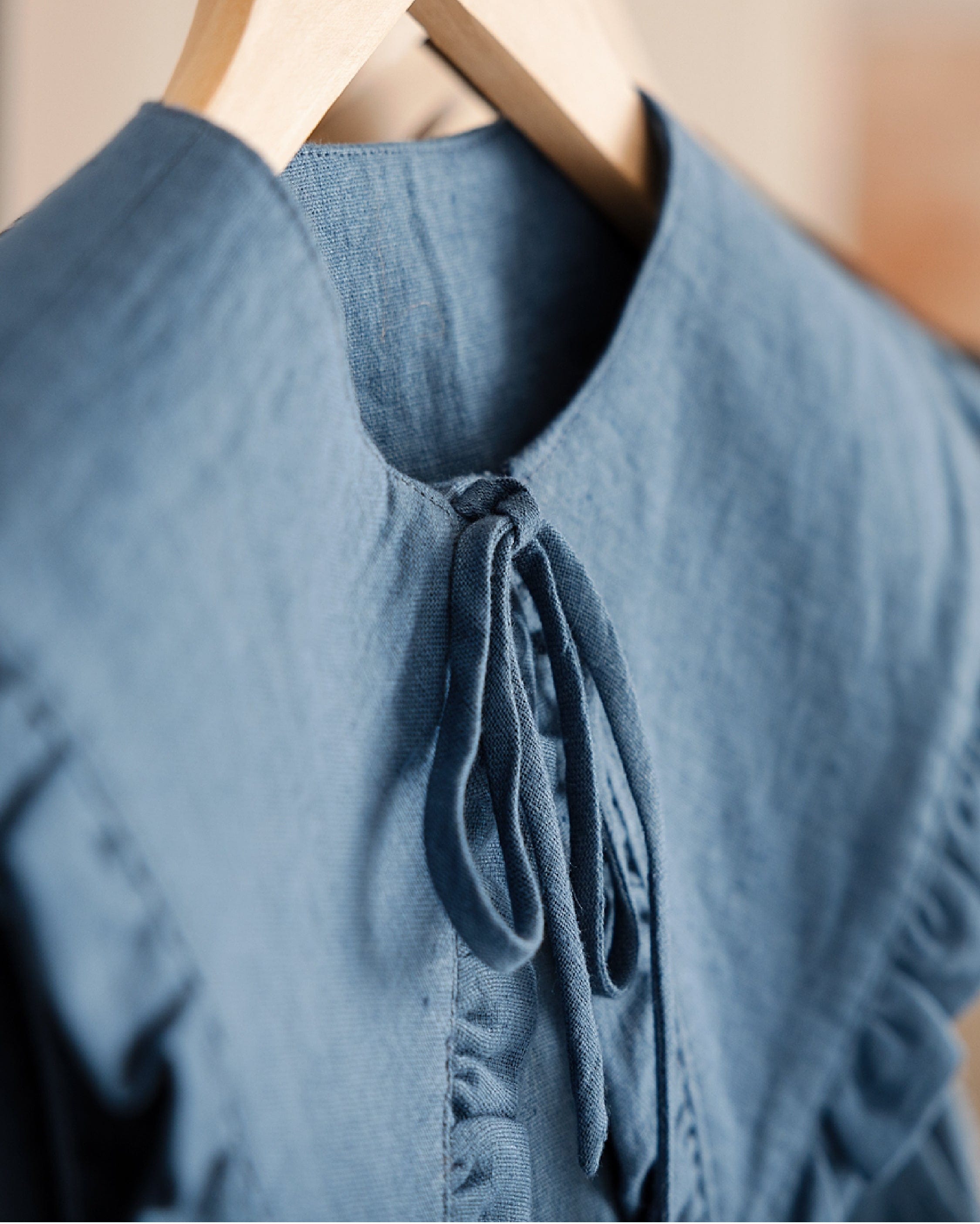 Margot Ruffle Detachable Collar - Aegean Blue Linen