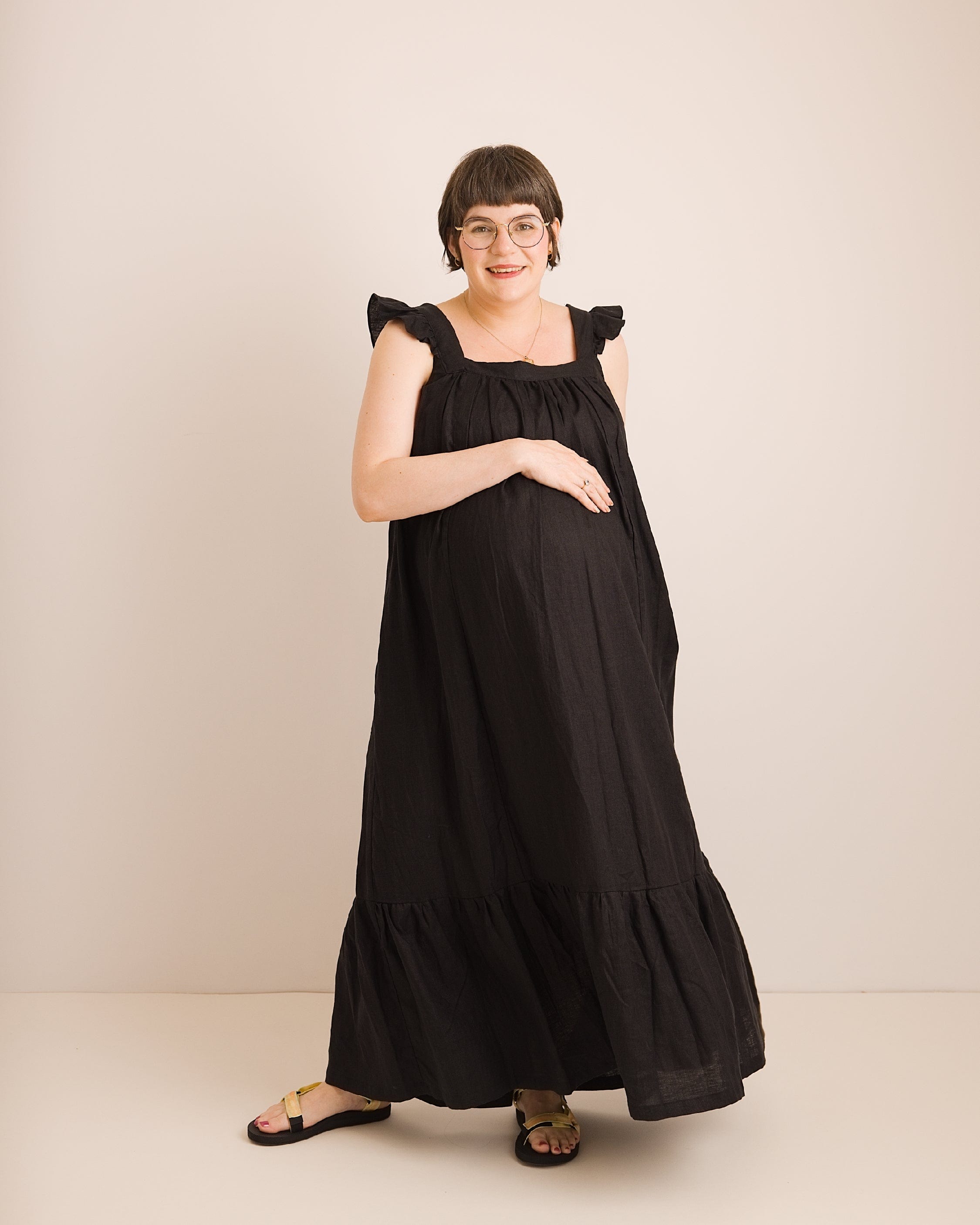 Airi Maxi Dress - Black Linen