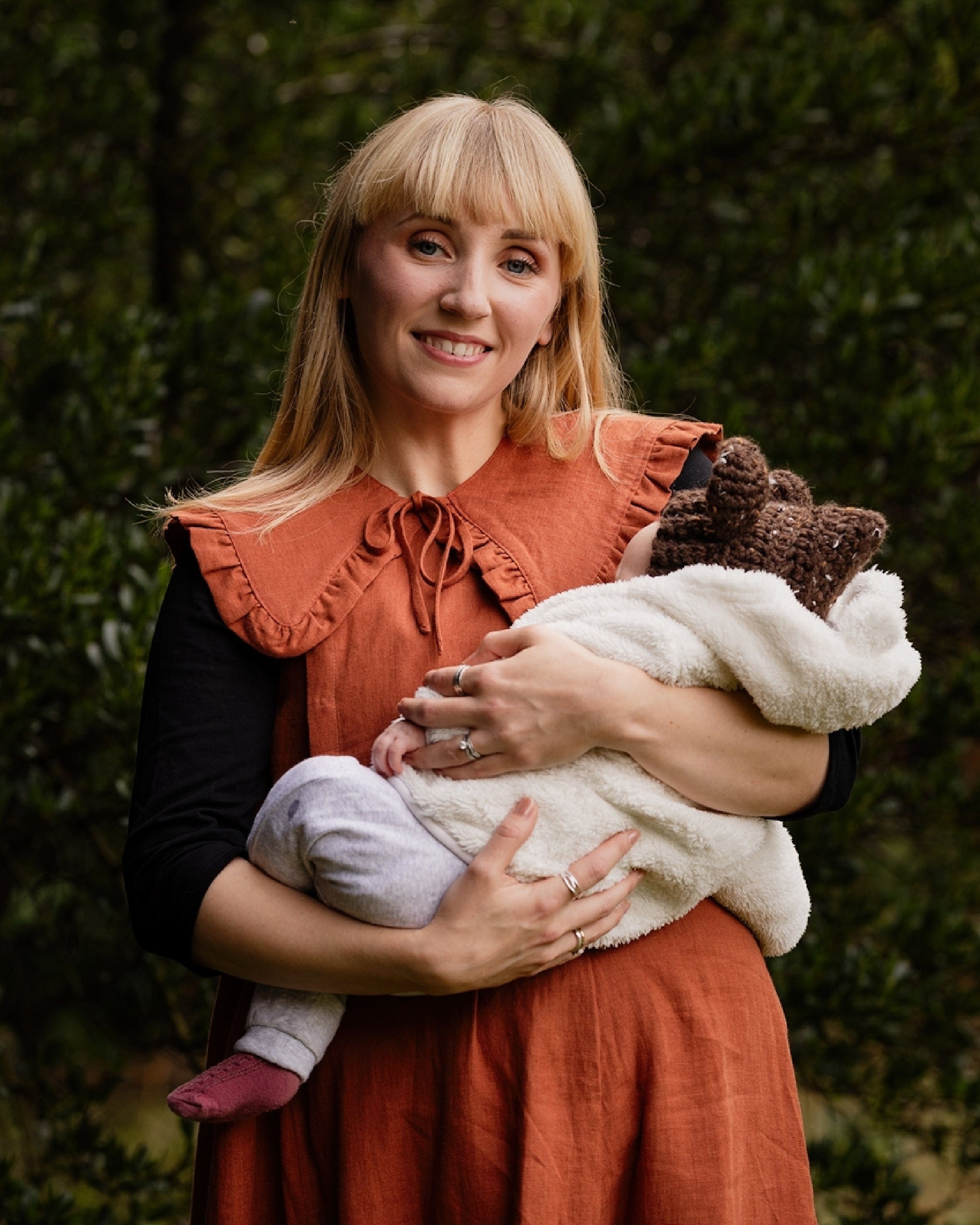 Margot Ruffle Detachable Collar - Burnt Orange Linen