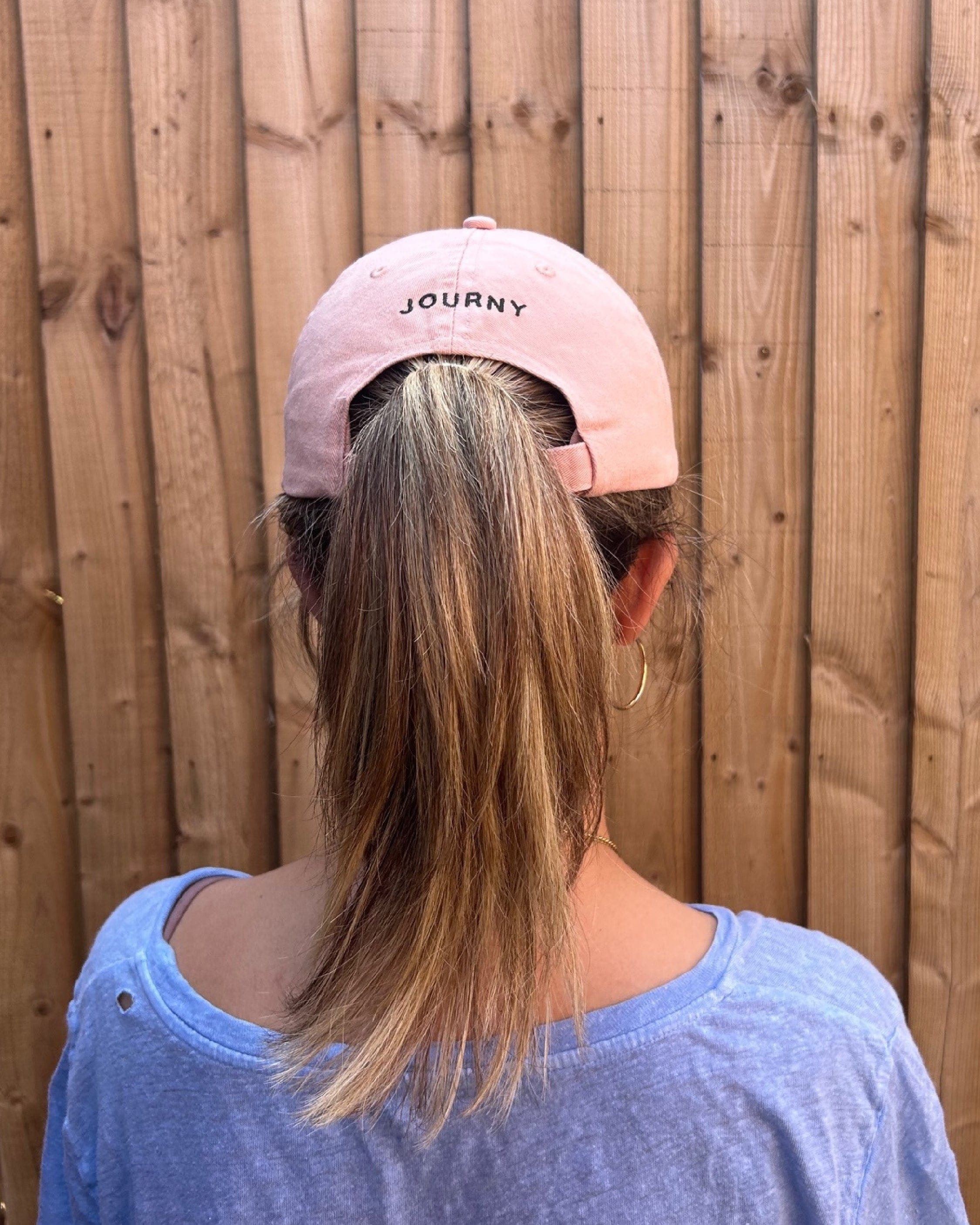 Cotton Flower Embroidery Peach Washed Cap - Accessories — accessories by JOURNY | Latchette