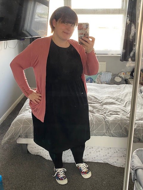 Casey Cotton Breastfeeding Skater Dress - Black