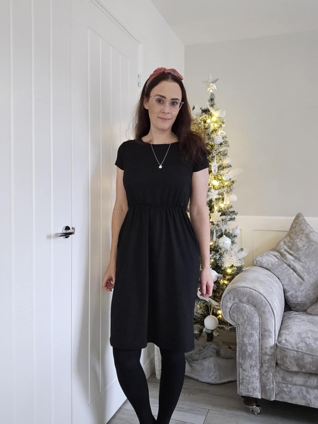 Knee Length Breastfeeding Dress - Classic Black