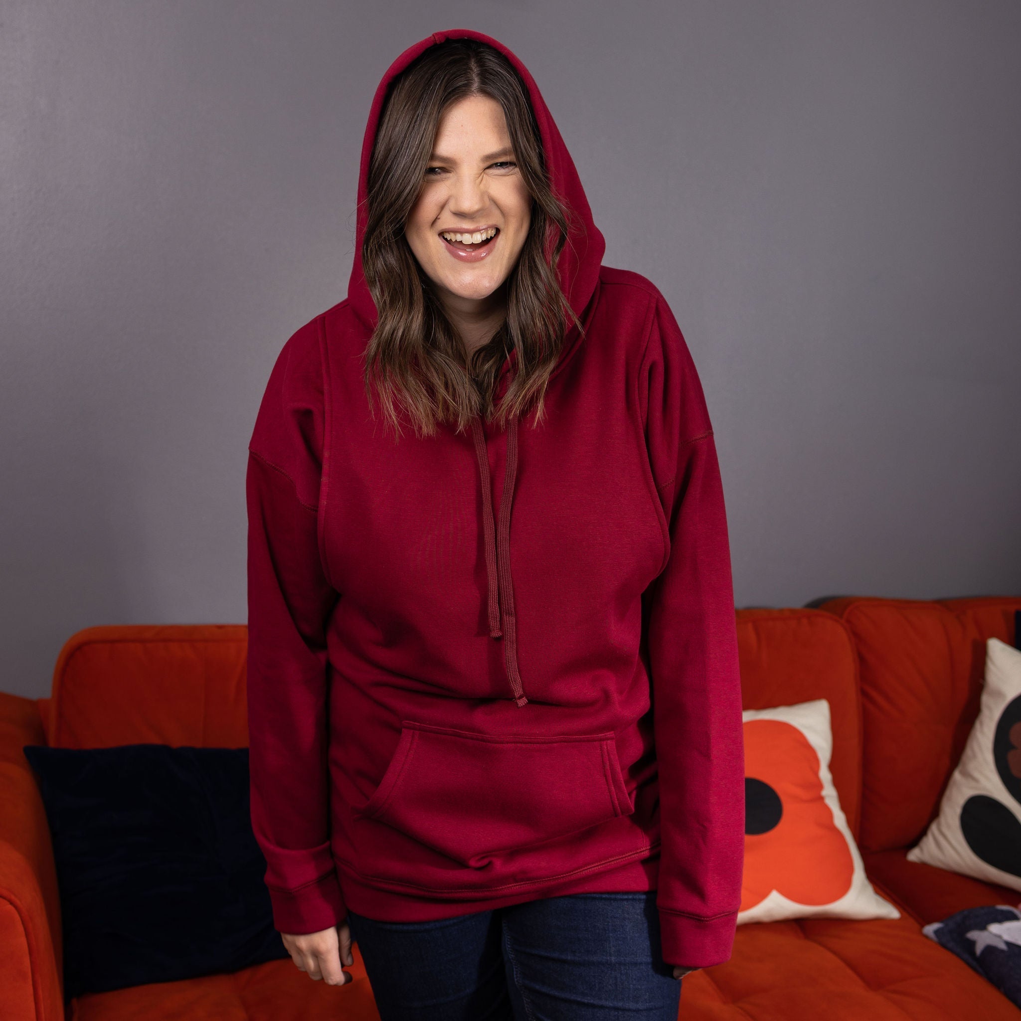 Fleece Lined Breastfeeding Hoodie - Burgundy