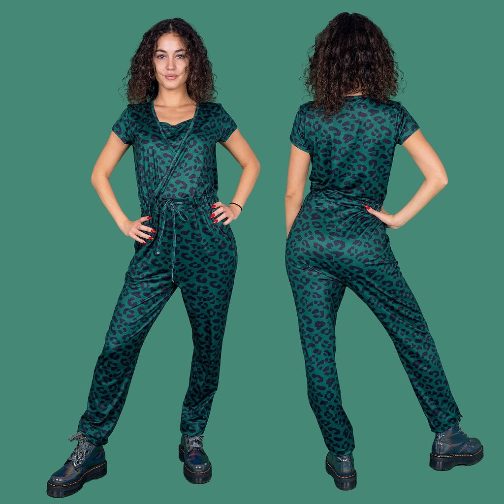 Breastfeeding Jumpsuit - Grace Green Leopard
