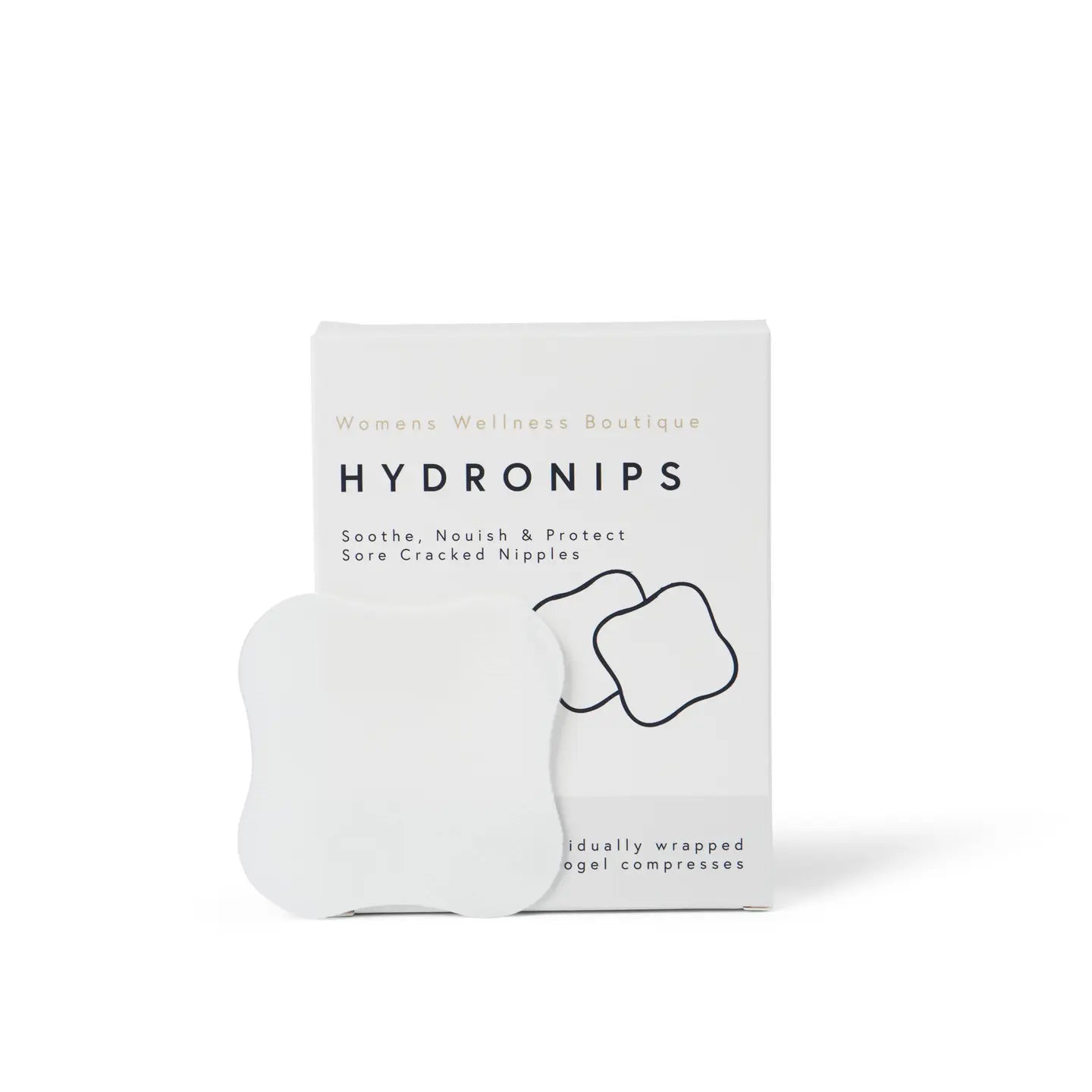 HYDRONIPS packaging with two gel compresses on a white background
