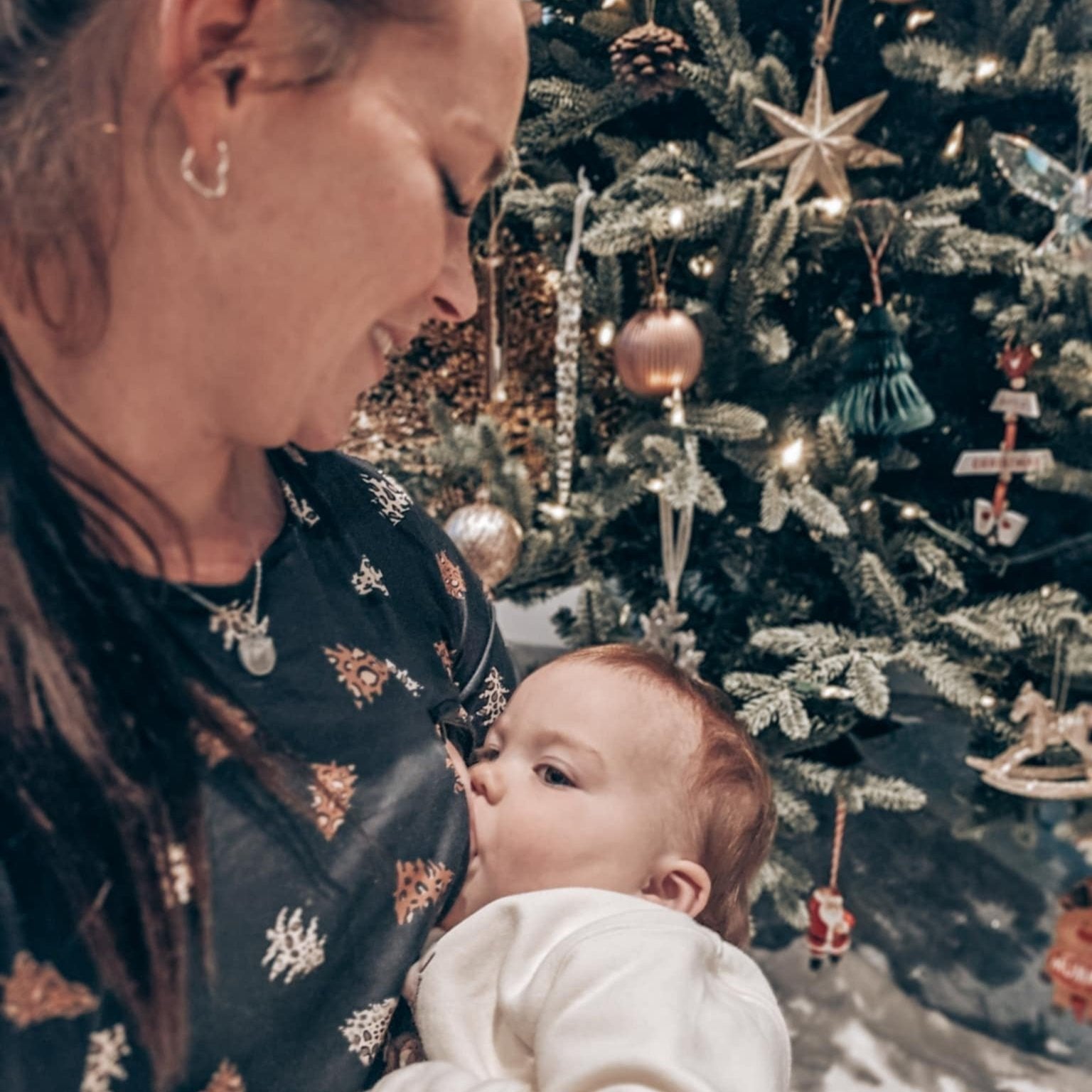 Midi Breastfeeding Dress - Brown Leopard Tree