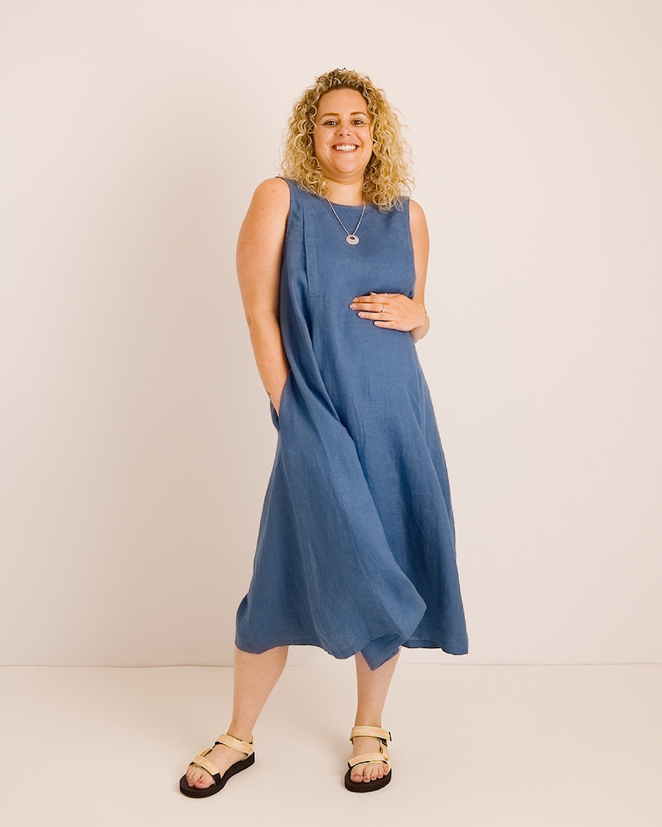 Lucy Dress - Aegean Blue Linen