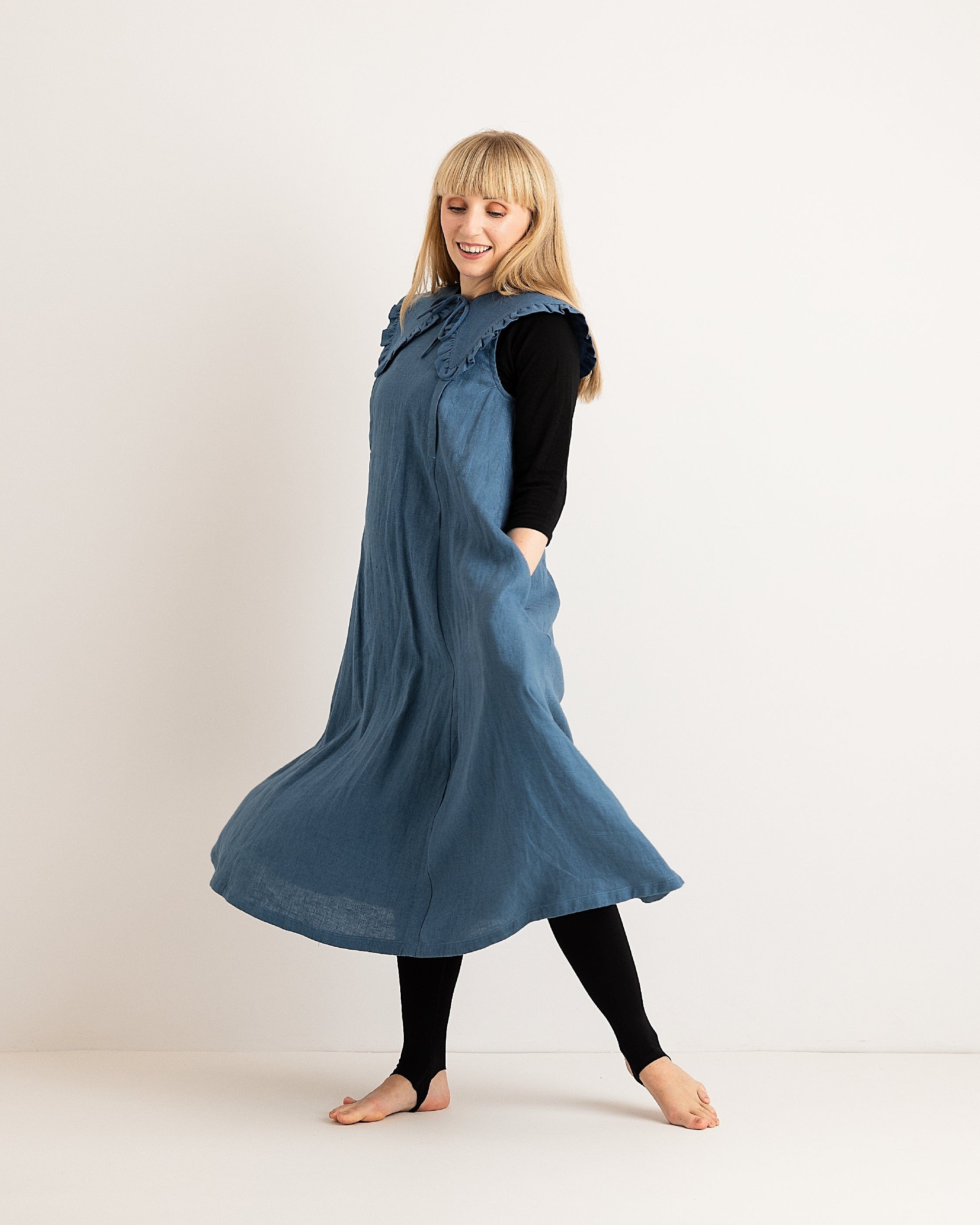 Lucy Dress - Aegean Blue Linen