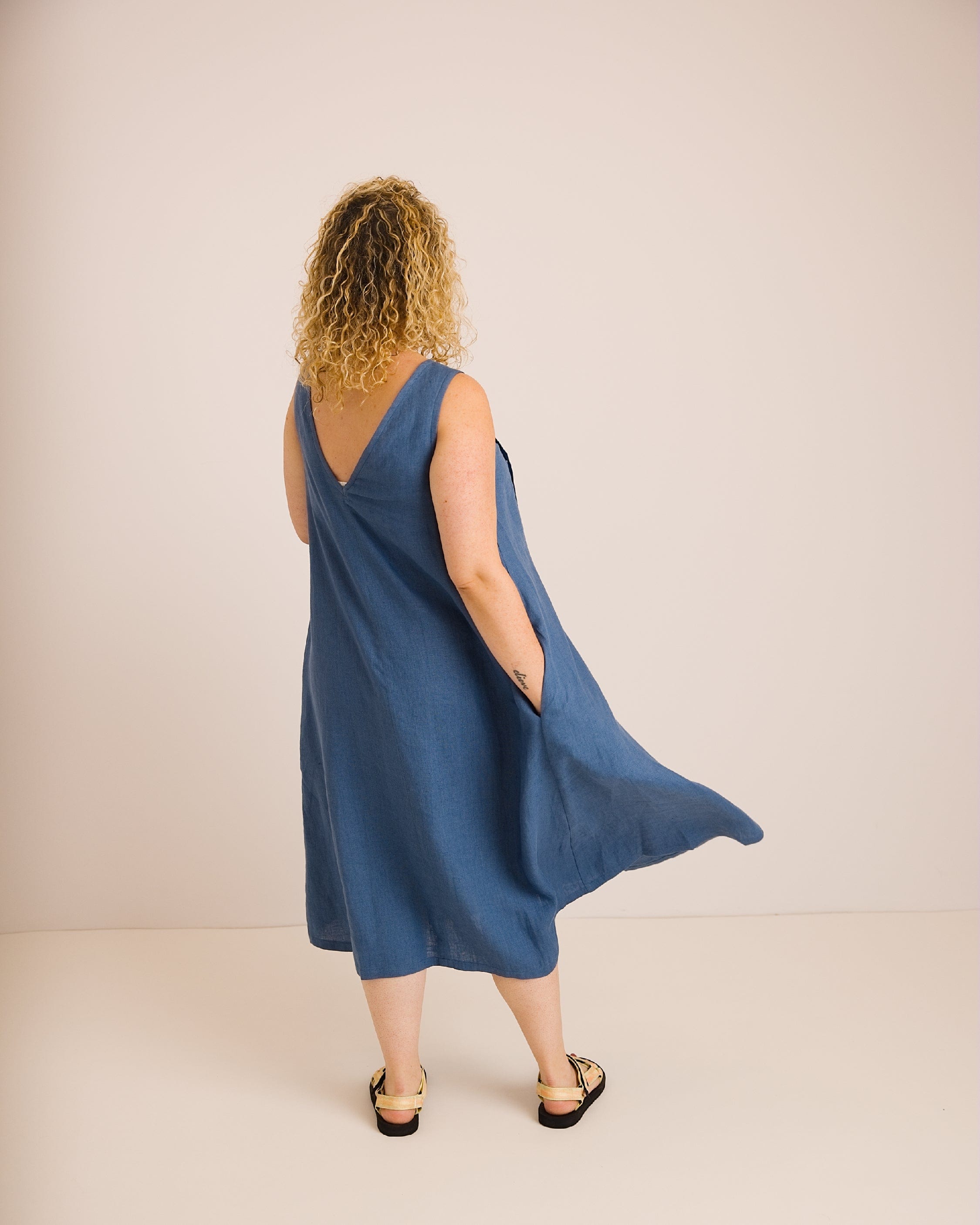 Lucy Dress - Aegean Blue Linen