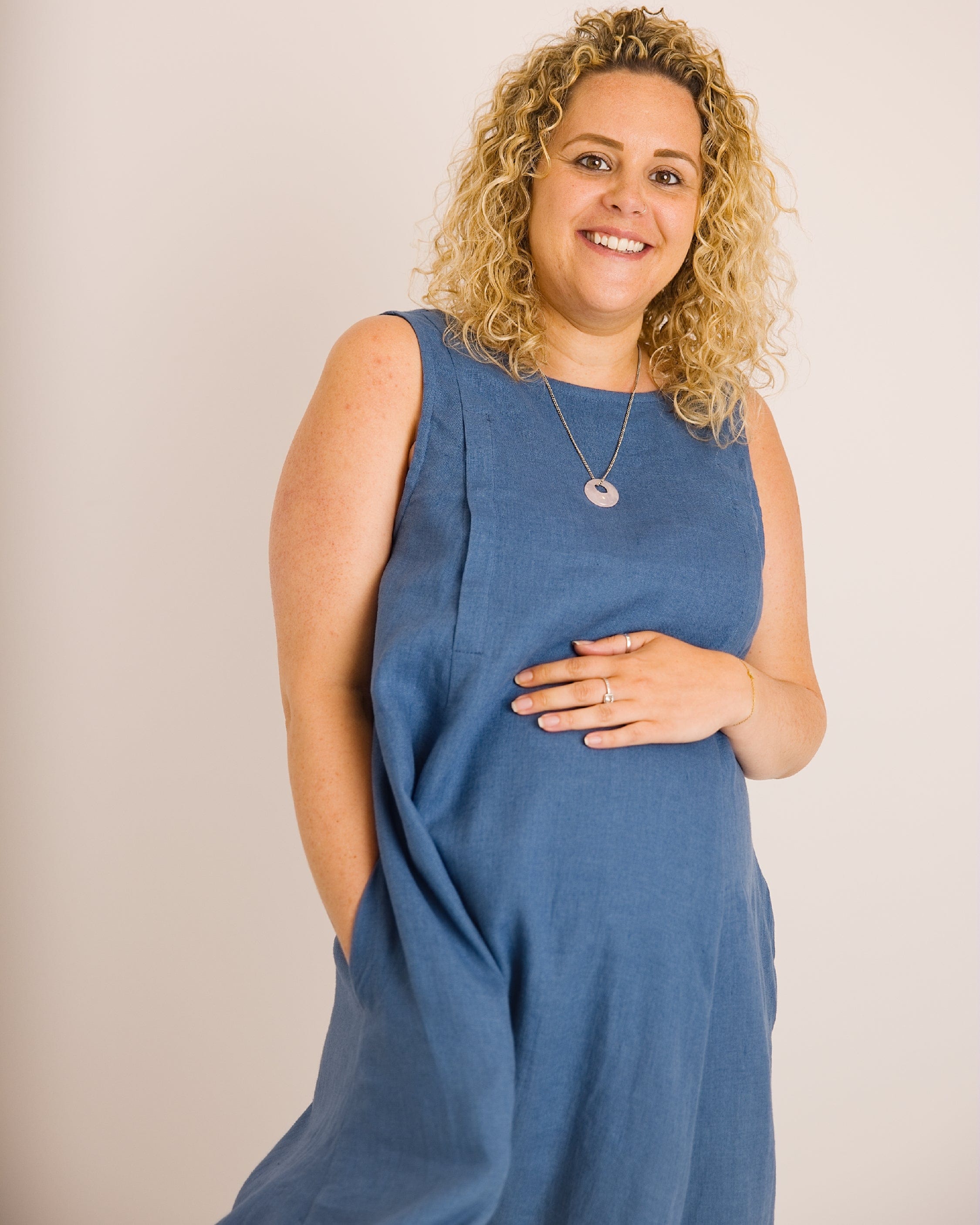 Lucy Dress - Aegean Blue Linen