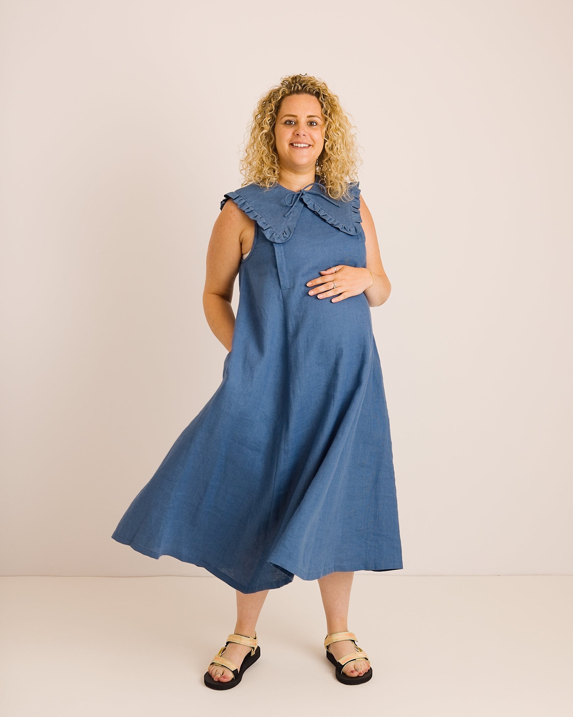 Lucy Dress - Aegean Blue Linen