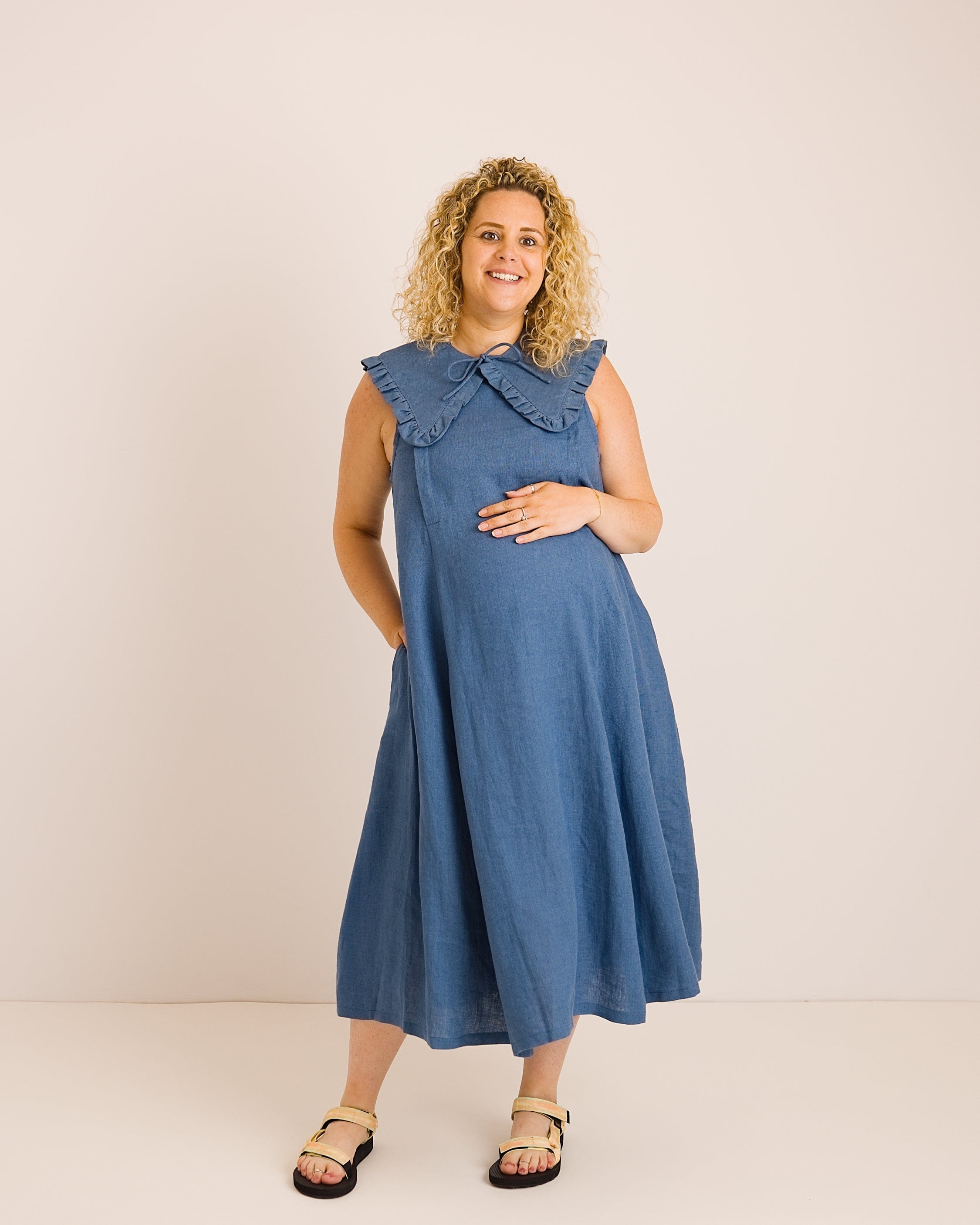 Lucy Dress - Aegean Blue Linen