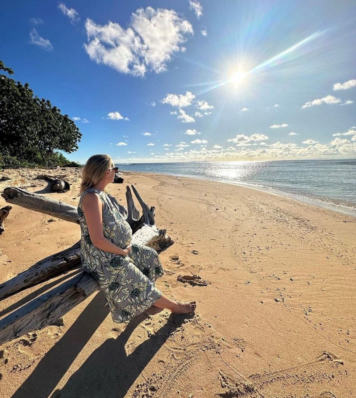 Lucy Dress - Abstract Green Printed Linen
