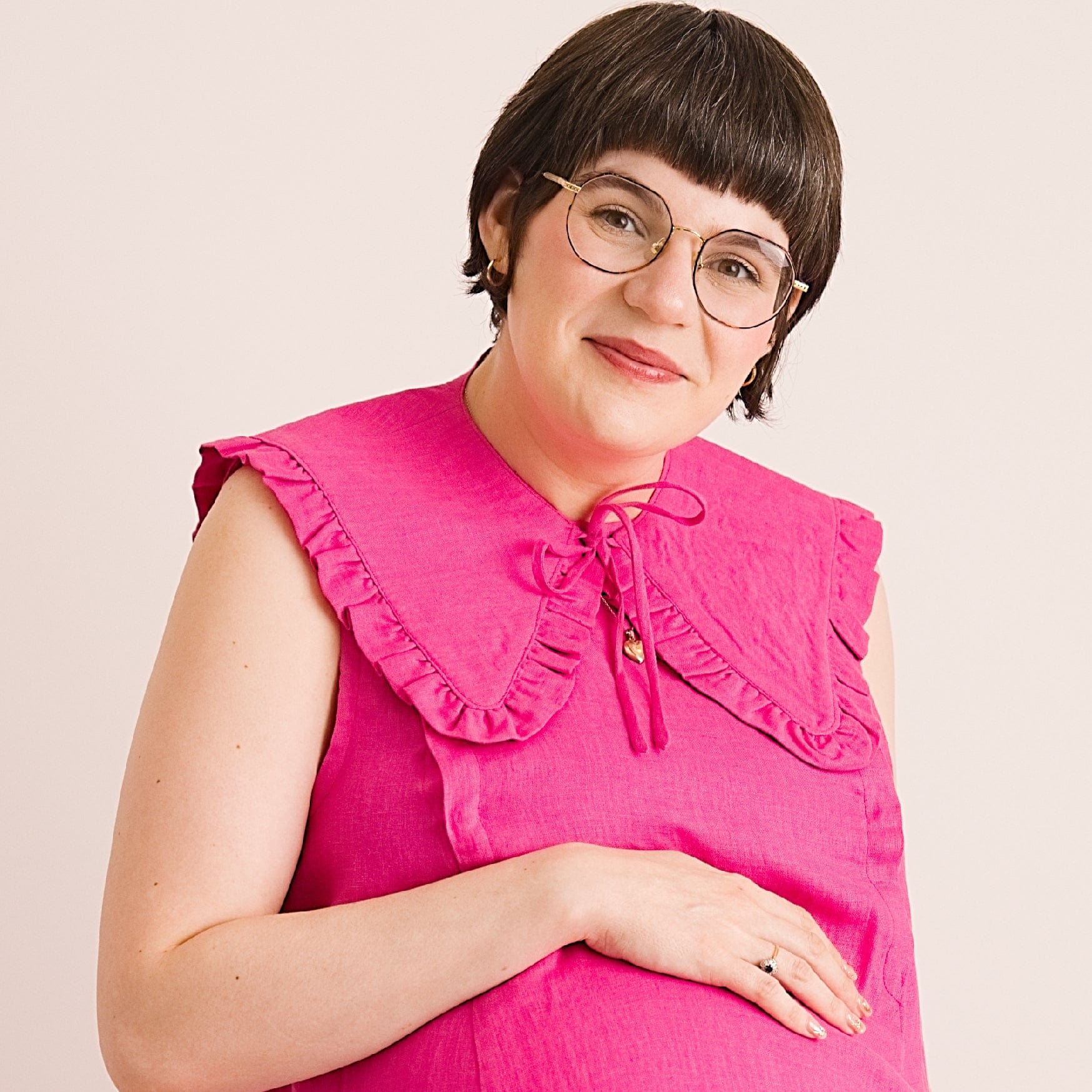 Margot Ruffle Detachable Collar - Pink Linen