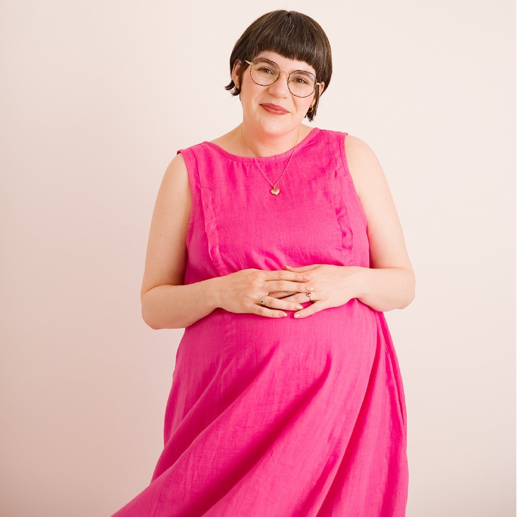 Lucy Dress - Pink Linen