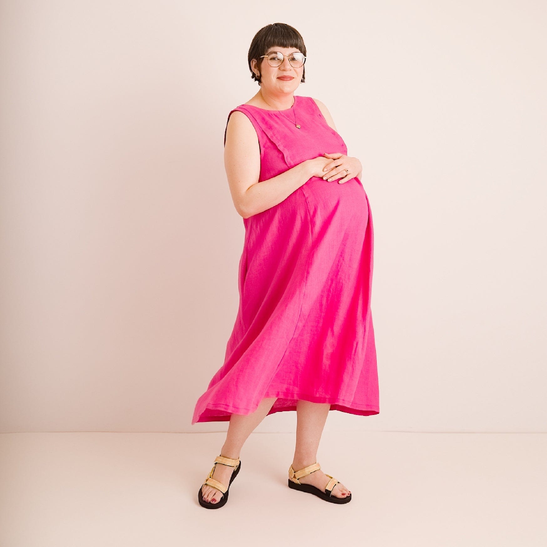 Lucy Dress - Pink Linen