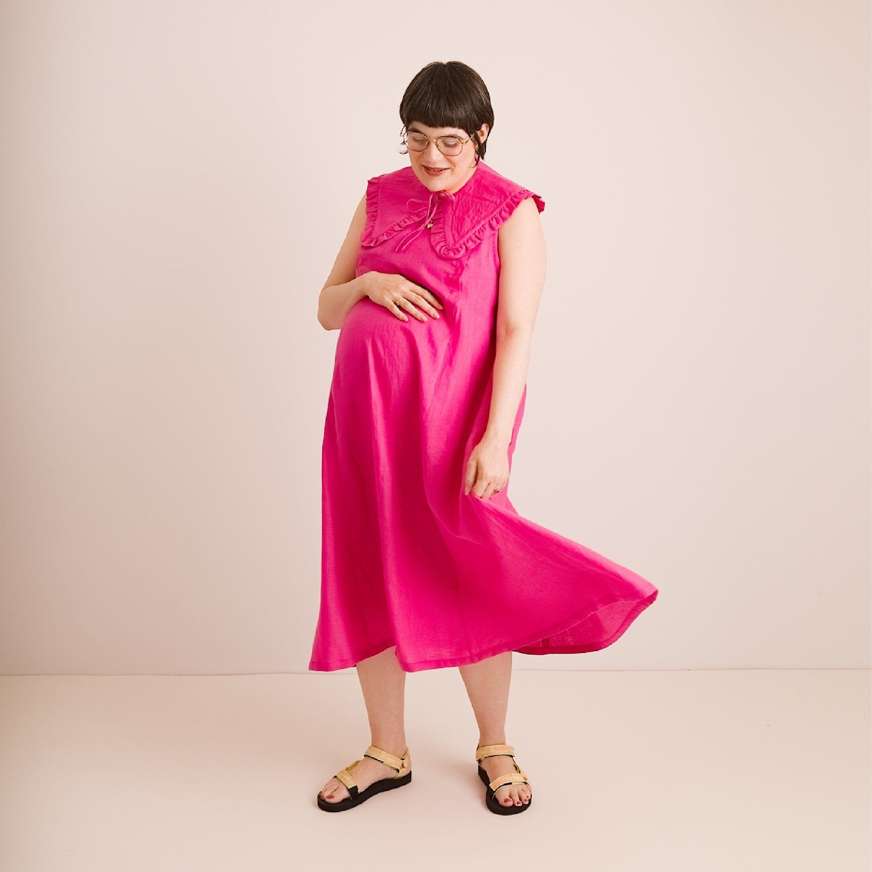 Lucy Dress - Pink Linen