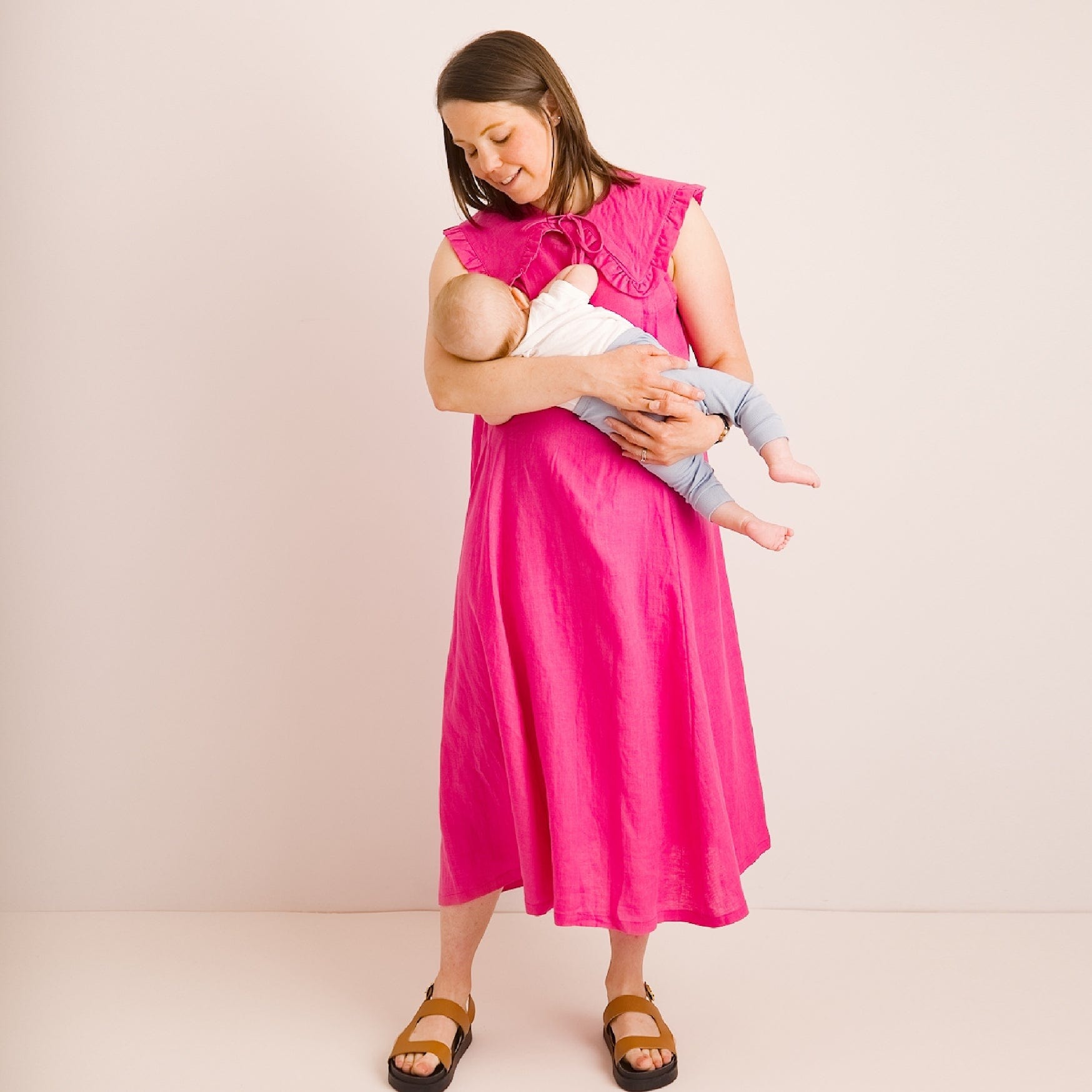 Lucy Dress - Pink Linen