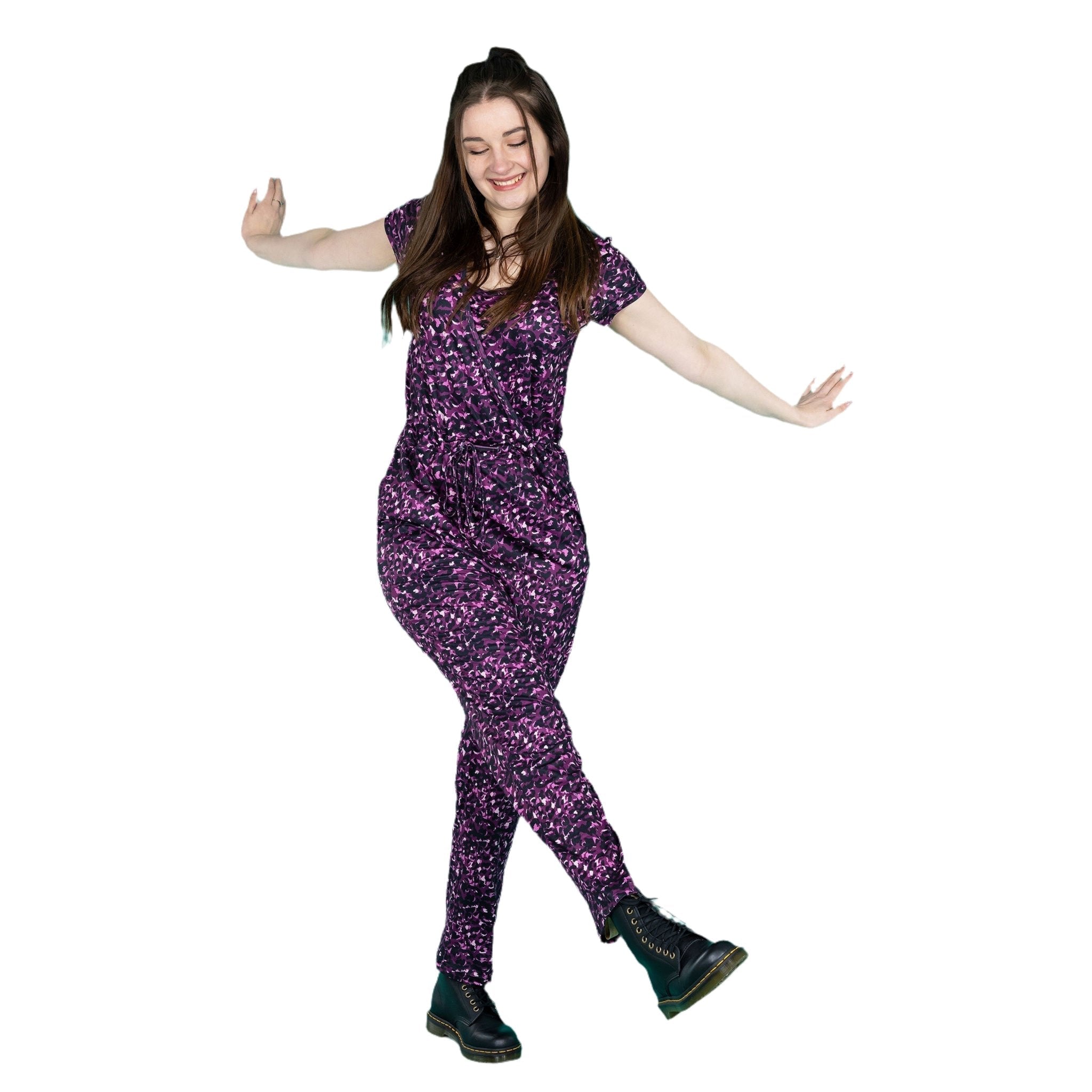 Breastfeeding Jumpsuit - Purple Leopard
