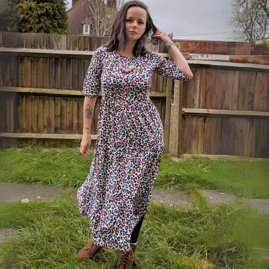 Midi Breastfeeding Dress - Rainbow Leopard