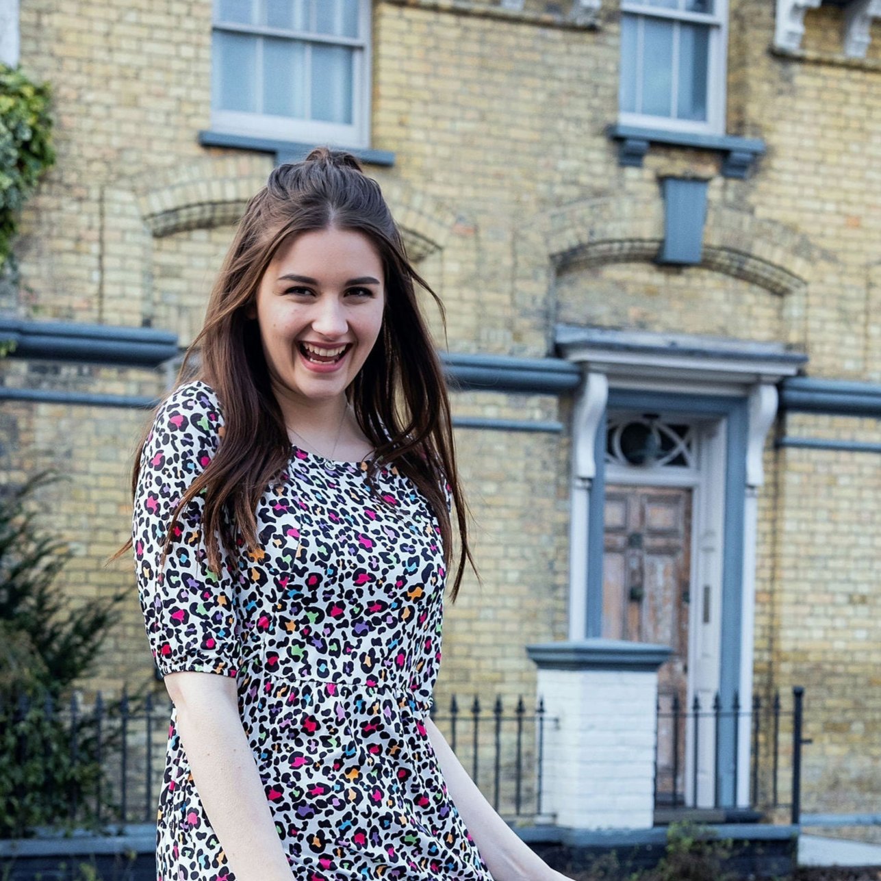 Midi Breastfeeding Dress - Rainbow Leopard