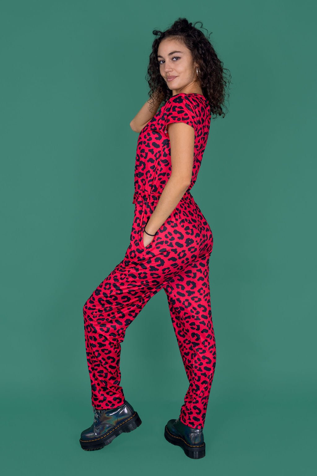 Breastfeeding Jumpsuit - Red Leopard