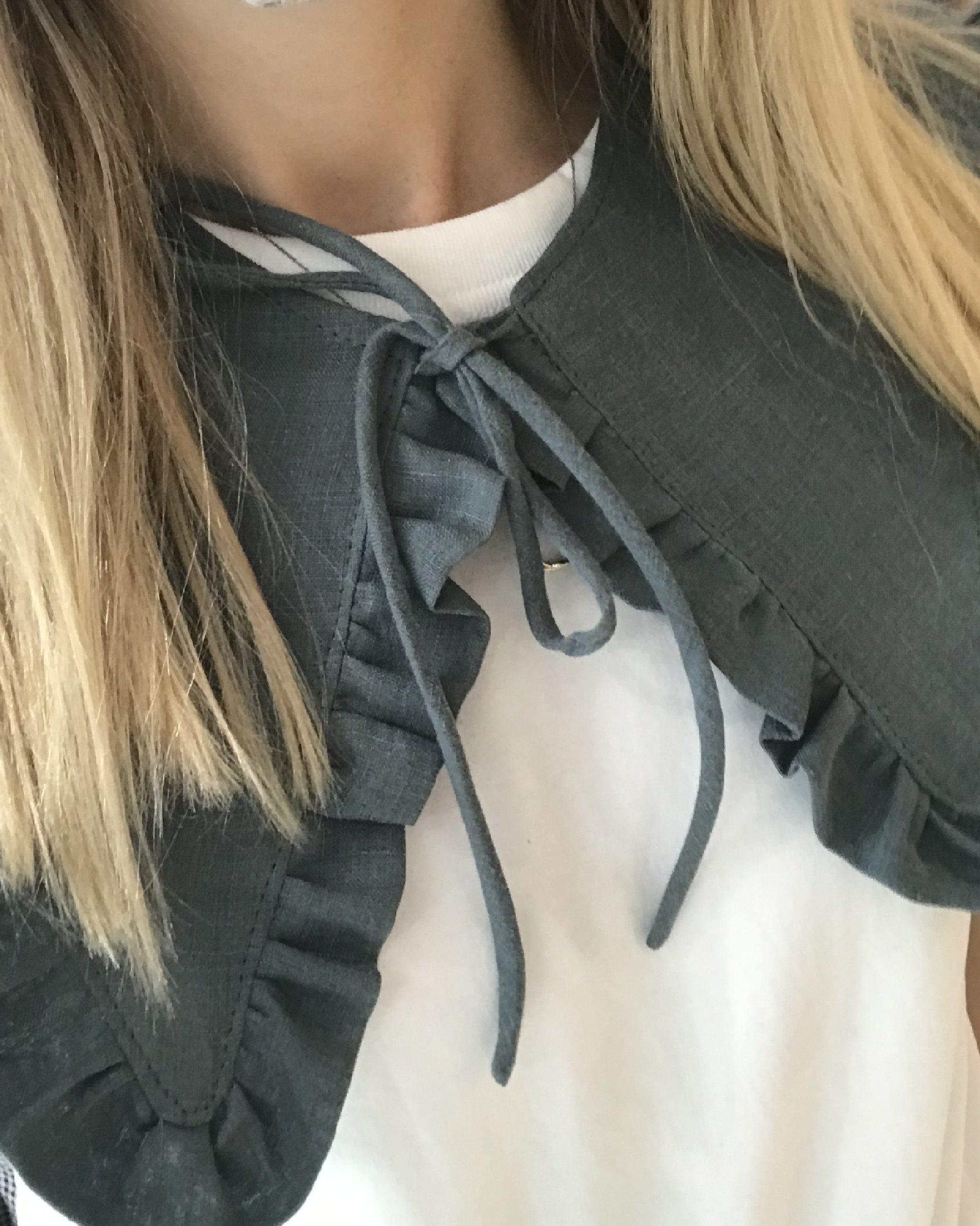 Margot Ruffle Detachable Collar - Teal Linen