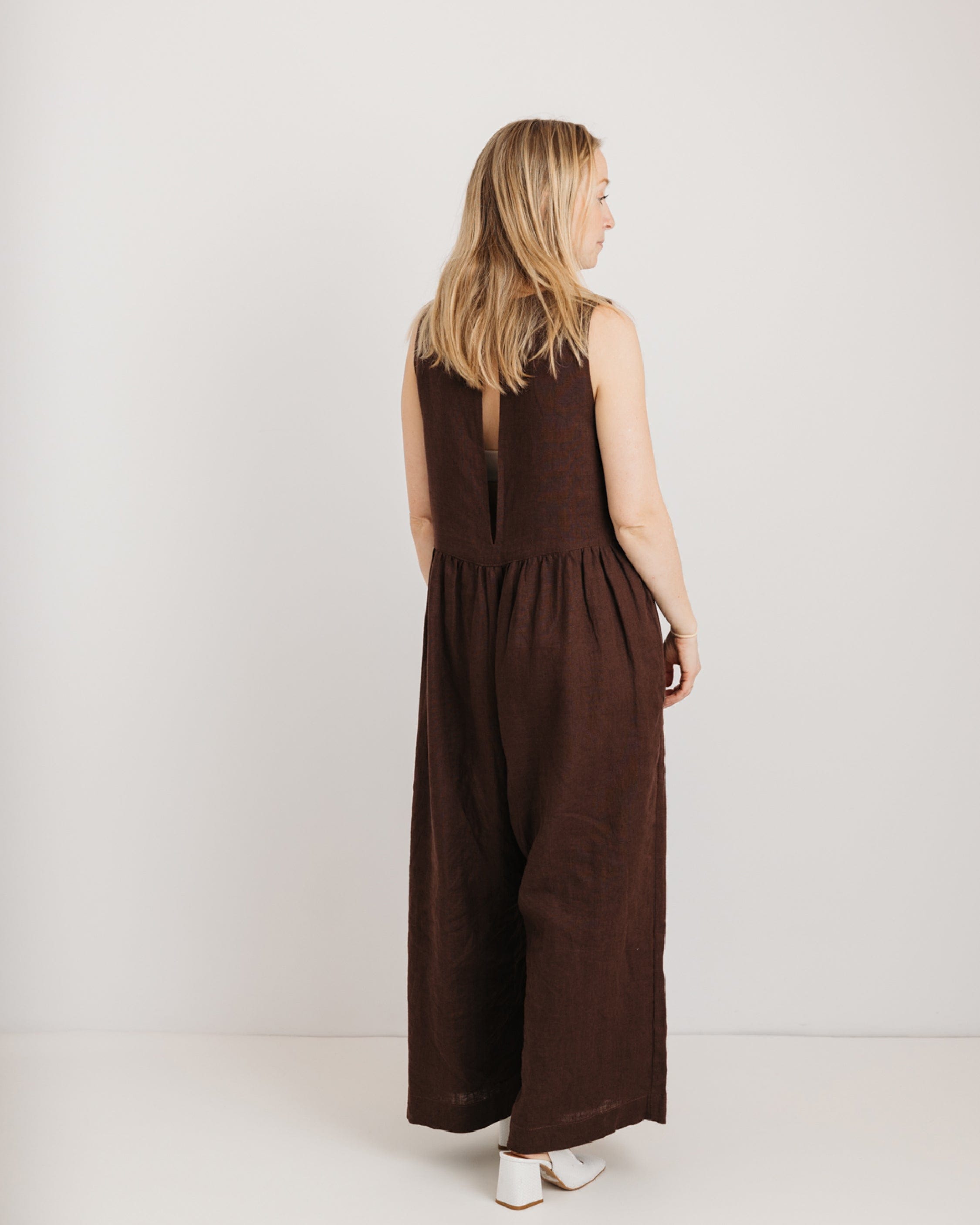 Ada Jumpsuit - Chocolate Brown Linen