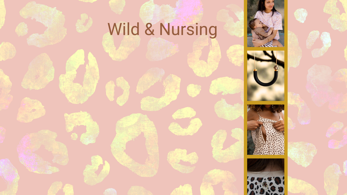 Product line with 'Wild & Nursing' theme on a pink background with leopard print.