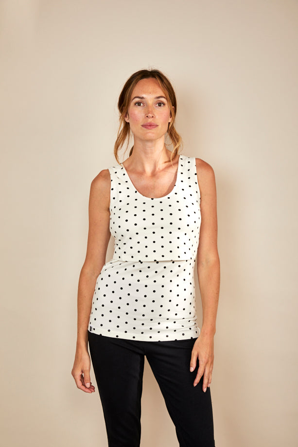 Nursing vest - White/Black Spots