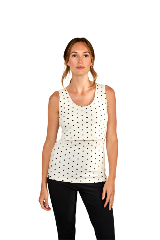 Nursing vest - White/Black Spots