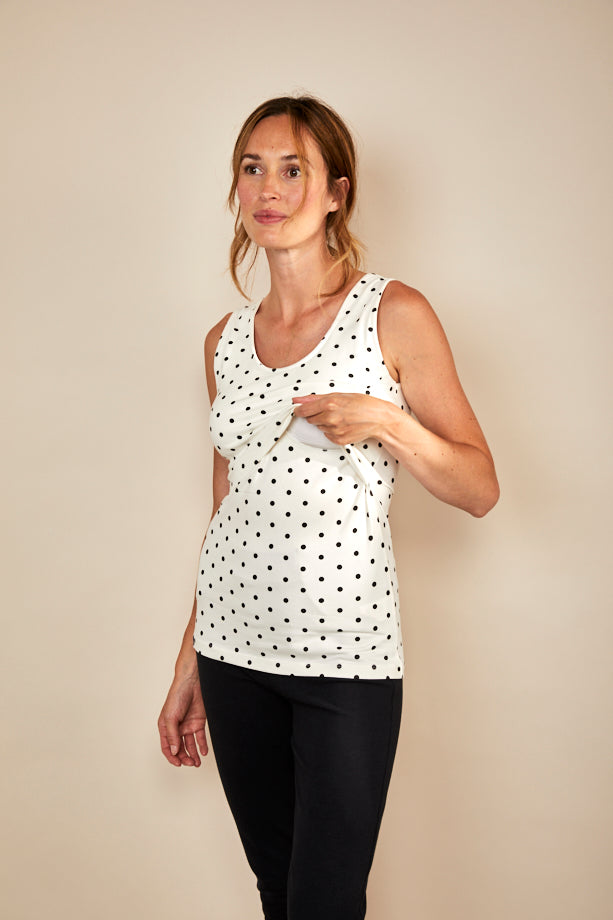 Nursing vest - White/Black Spots