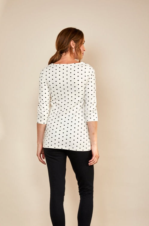 MilkyMoon Shona Spot Knee Length Nursing Dress — lifestyle shot | Latchette