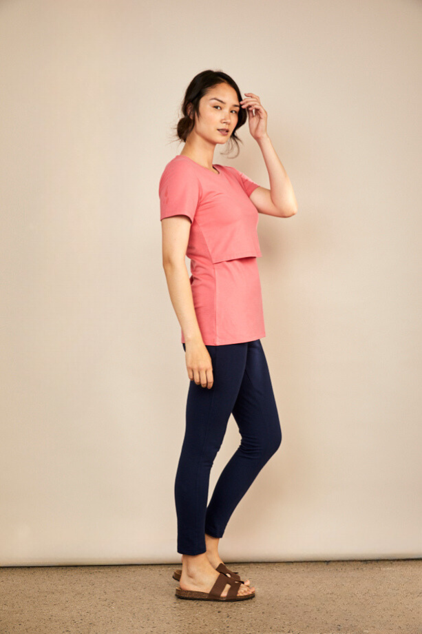 Nursing Crew Neck T-shirt - Rose