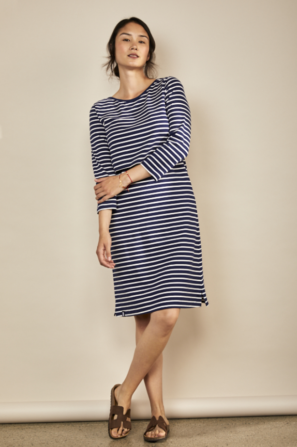 Nursing dress - Navy/White Stripe