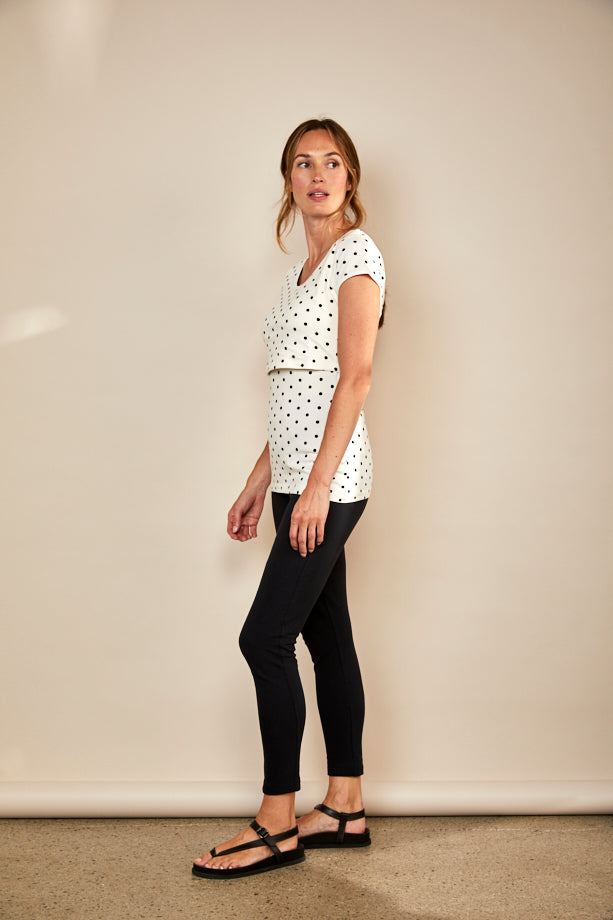Bshirt Black Long Sleeve Nursing Top — lift access detail, black breastfeeding long sleeve | Latchette