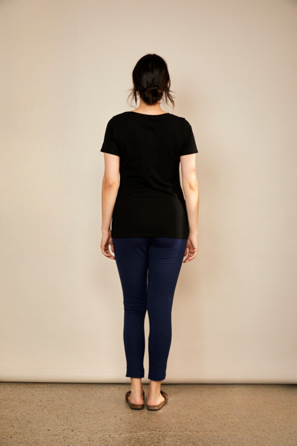 White Black Spots Short Sleeve Nursing T-Shirt — model wearing, Bshirt nursing top | Latchette