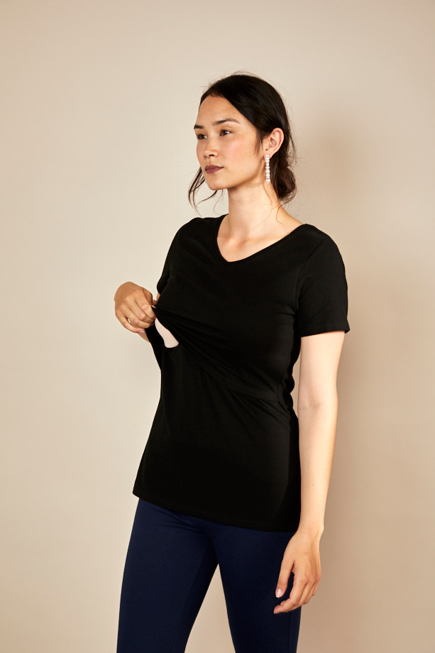 Nursing V Neck T-shirt - Black